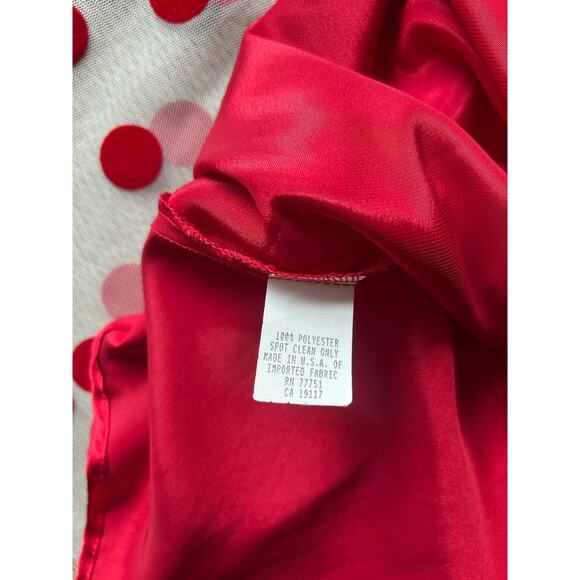 Betsey Johnson Polka Dot Mesh Babydoll Dress Womens 10 Red Pink Valentine - Picture 10 of 16